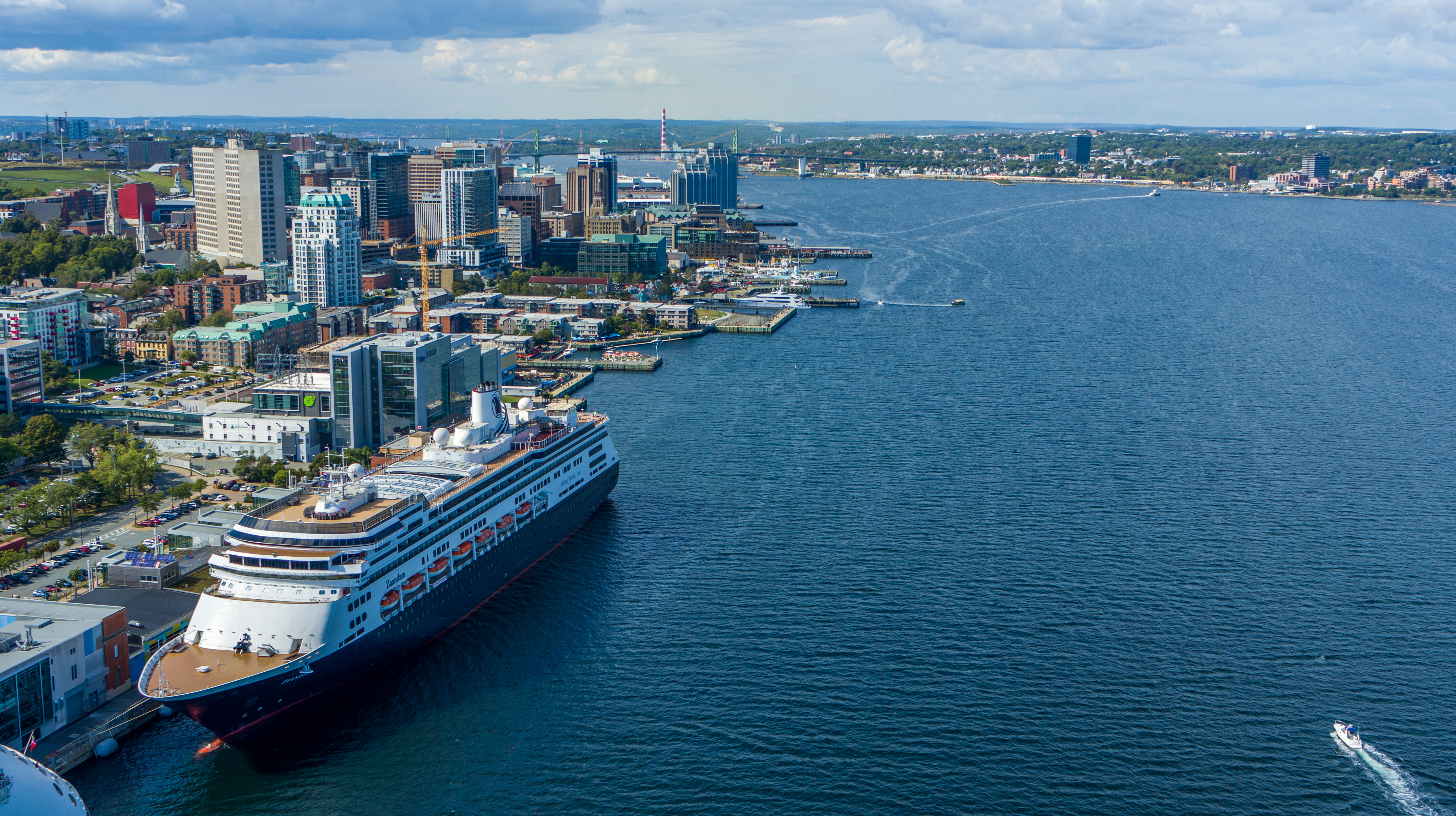 Halifax Skyline - Boardwalk with Cruises in port.